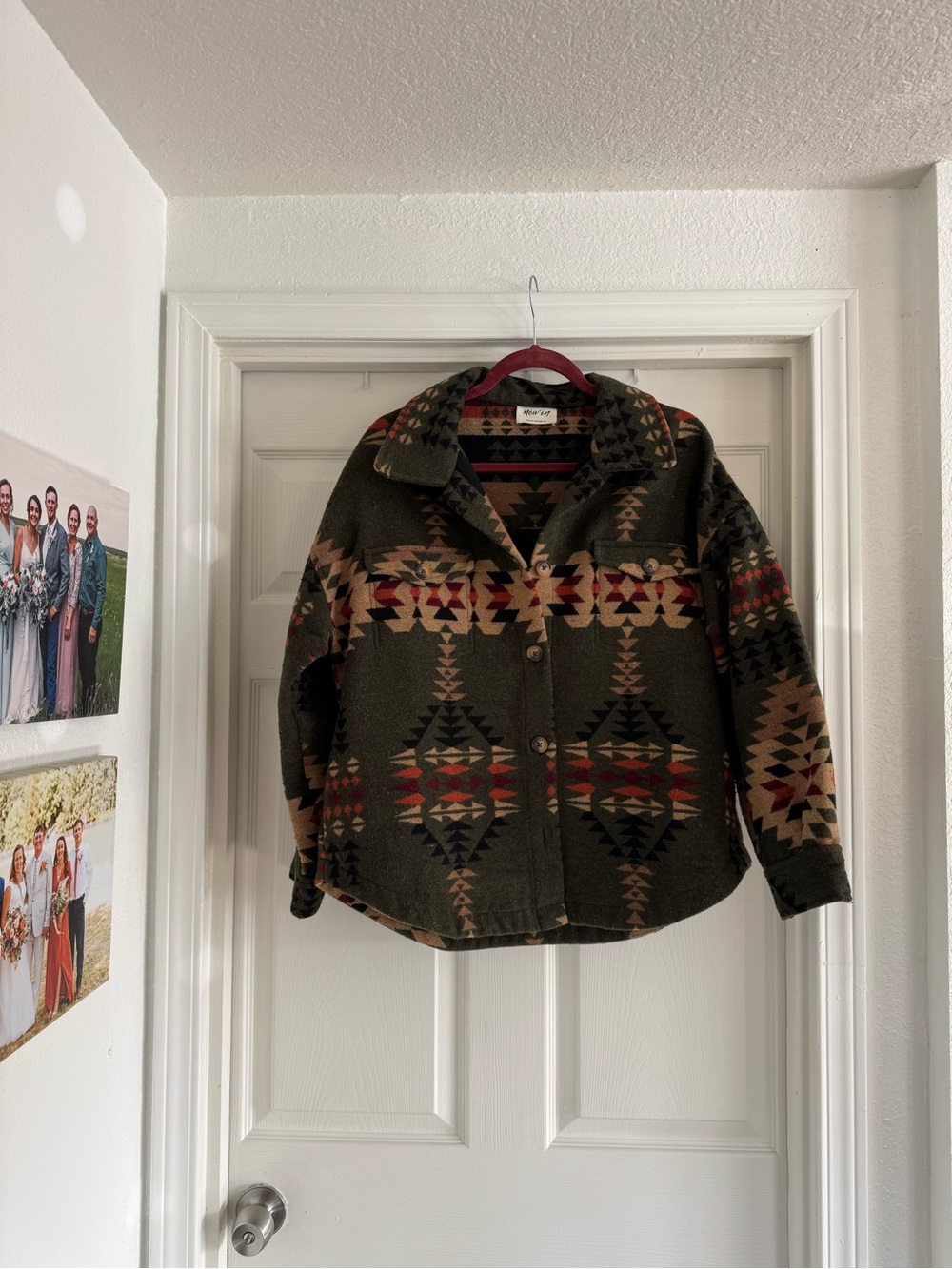 Aztec-Print Olive Jacket - Women’s Button-Up Coat